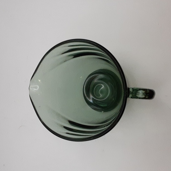 Vintage Molded Glass Footed Creamer Forest Green - Picture 5 of 8